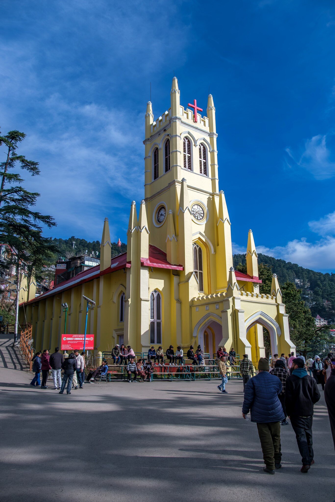 Exterior of the Christ Church at Shimla, India. It was built in1857 to serve the largely Anglican British community in India.