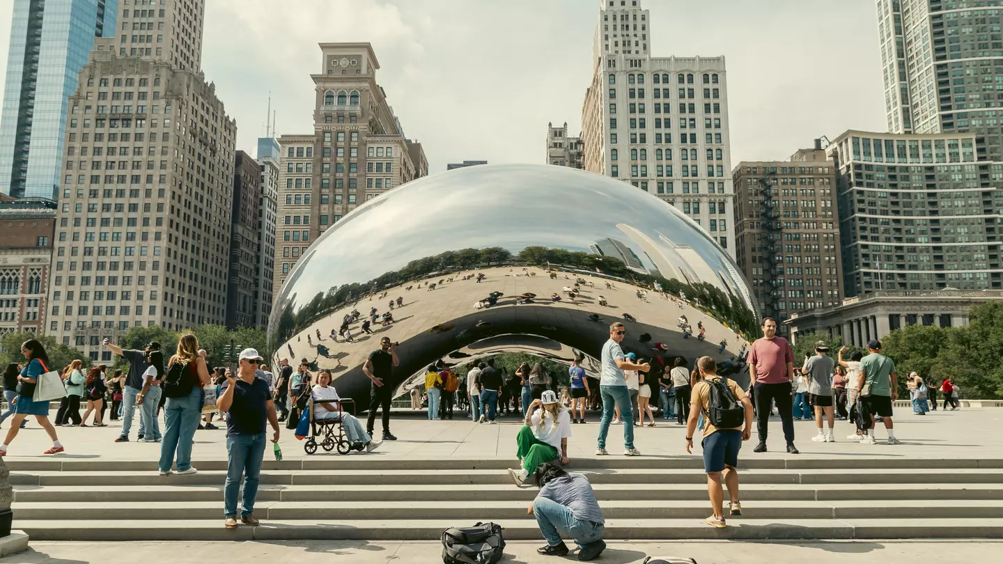 View of skyscrapers in central Chicago.