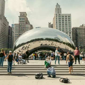 View of skyscrapers in central Chicago.
