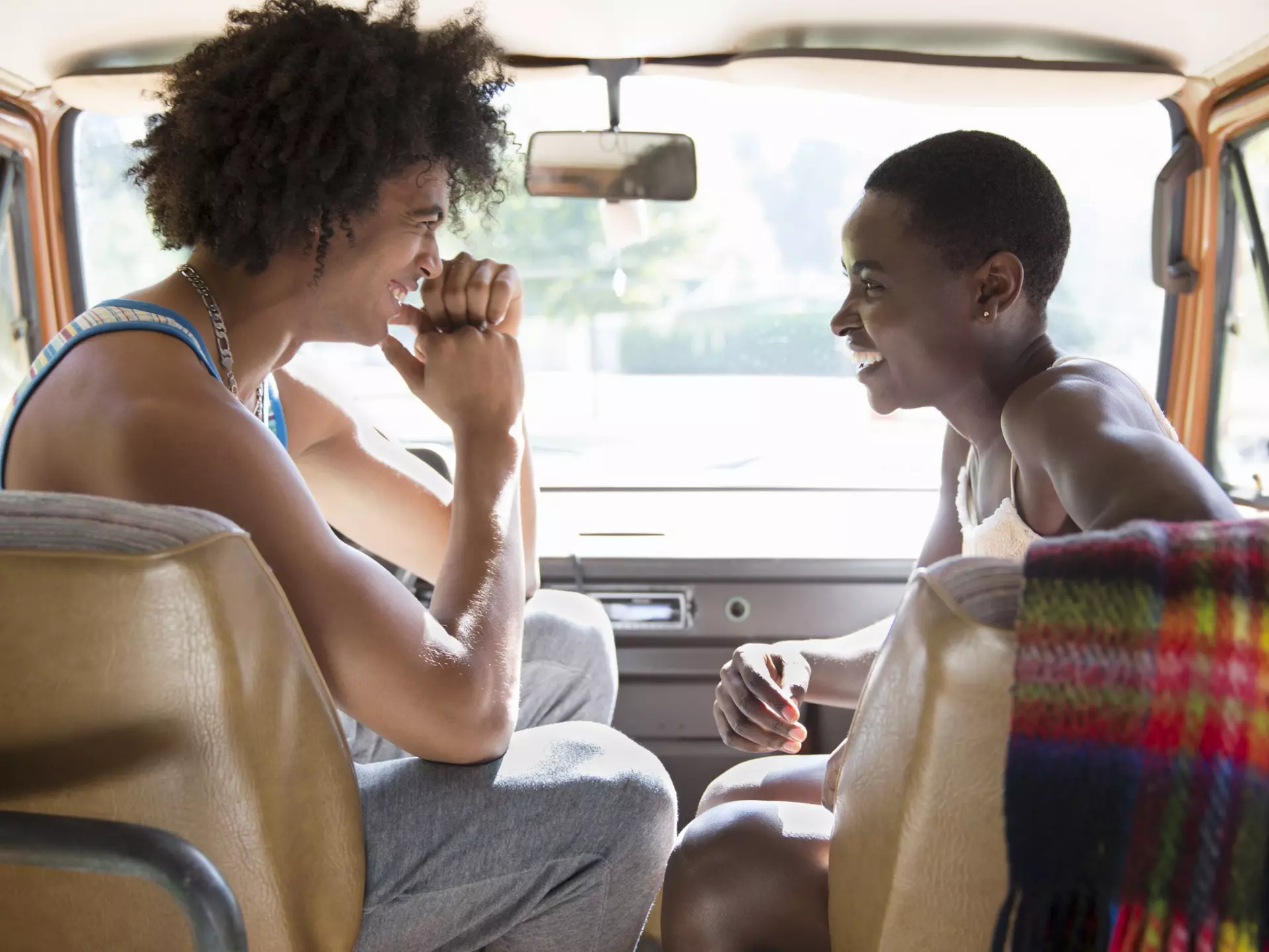 Couple laughing in the front of a camper van in Vancouver.
627026799
Journey, EC08, Connection, Heterosexual Couple, Face To Face, Vitality, Car, Canada, Two People, Love - Emotion, Carefree, Beautiful Woman, Happiness, Leisure Activity, Vancouver, Vehicle Interior, Road Trip, Mixed Race Person, African Ethnicity, Vancouver - Canada, Vacations, Adventure, Young Women, Brown Hair, Young Men, Adult, Enjoyment, People, Motor Home, Falling in Love, Horizontal, British Columbia, Adults Only, Romance, Three Quarter Length, Recreational Pursuit, Getting Away From It All, Friendship, Young Adult, Indoors, On The Move, Blanket, 20-24 Years, 25-29 Years, Bonding, Photography, Real People, Color Image, Day, Side View, Young Couple, Togetherness, Travel, Transportation, Sitting, Toothy Smile, Car Interior, Beautiful People, Relaxation