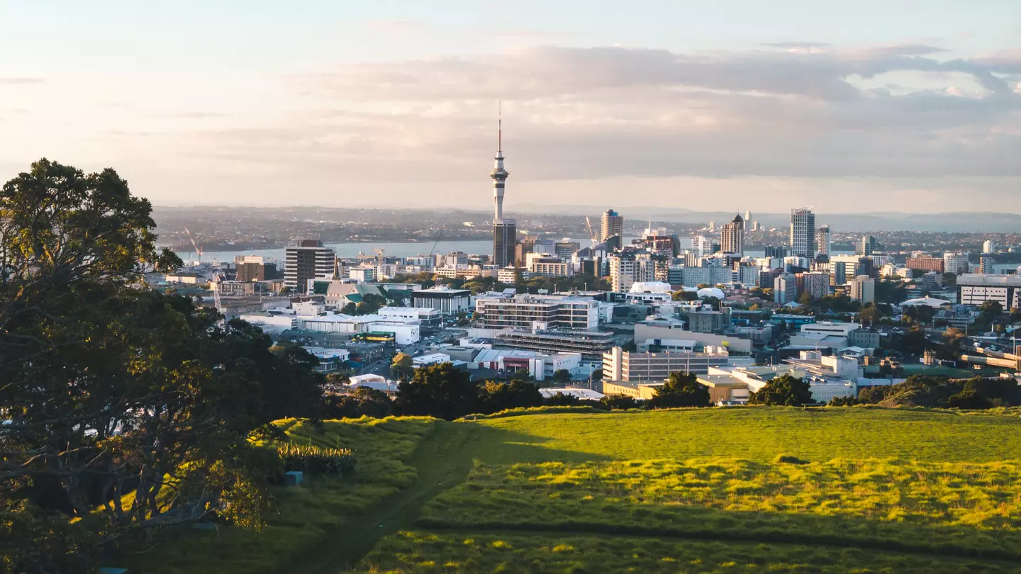 The Auckland cityscape at sundown