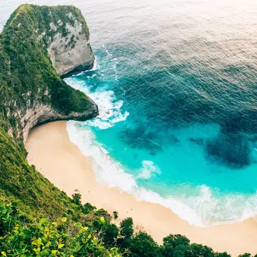 Aerial of an empty beach in Balikpapan.