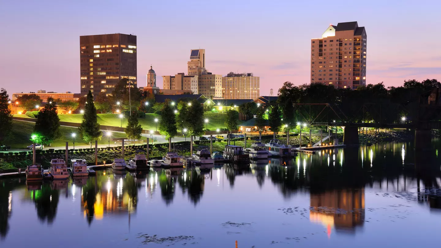 twilight on the riverfront in Augusta Georgia