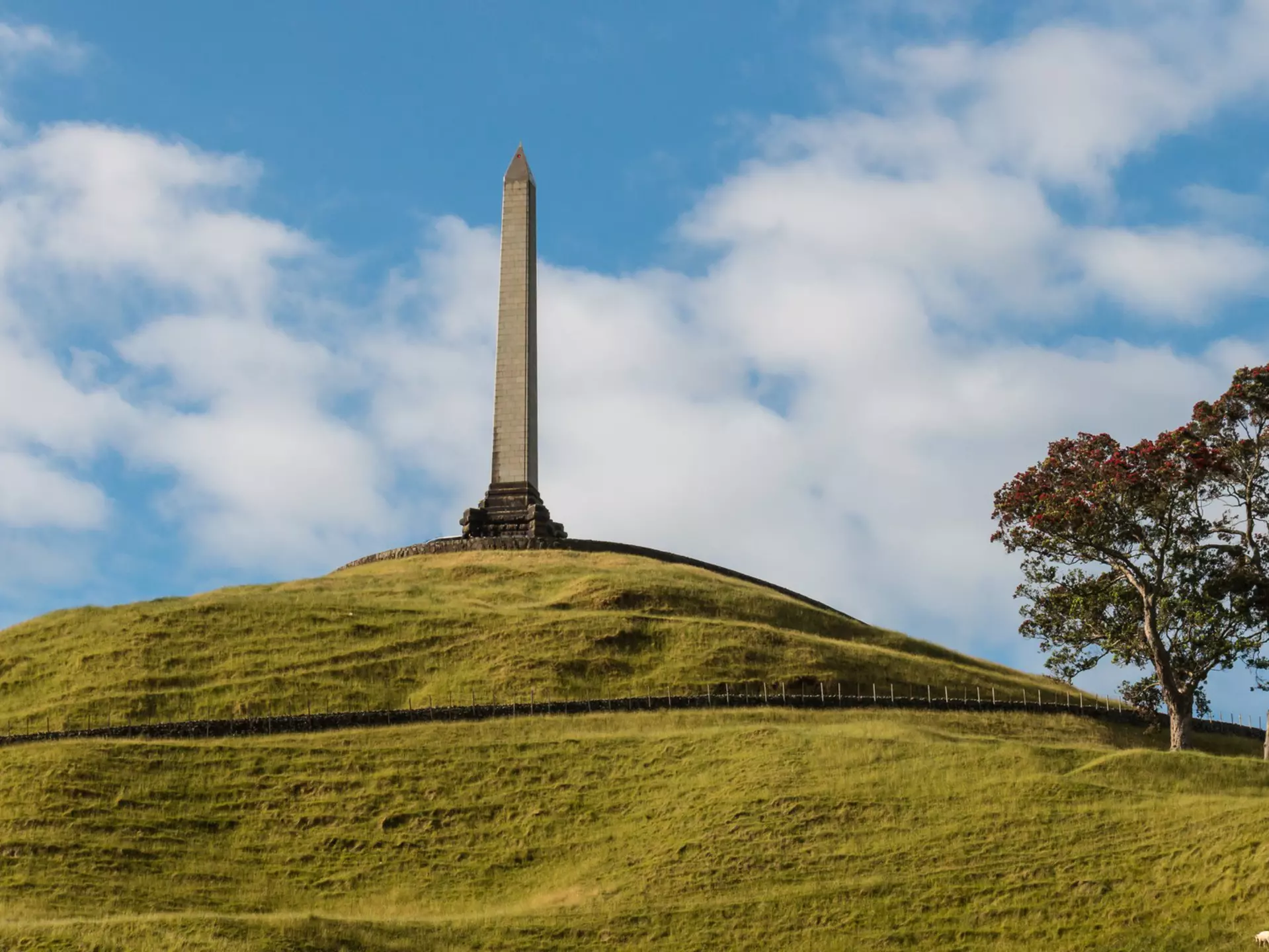 One Tree Hill monument stands tall in Auckland, New Zealand.