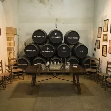 JEREZ DE LA FRONTERA, ANDALUSIA, SPAIN - APRIL 2016: The room in Bodega Tradicion, where you taste samples - degustaciÃ³n - of the different products. ; Shutterstock ID 543067090; purchase_order: 65050; job: POIs; client: Lonely Planet; other: dig...