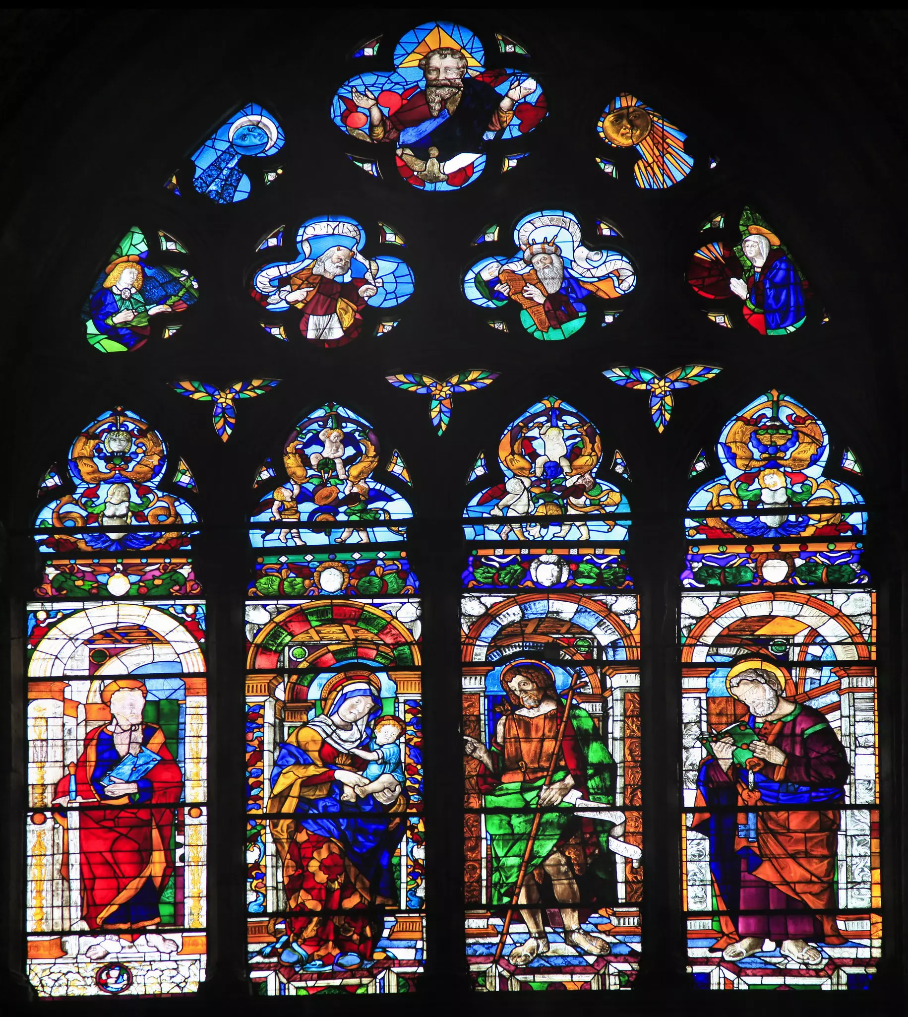 VENICE, ITALY - JUNE 13, 2015. The largest stained glass window in all Venice crafted by 15th century Murano glass artists in Venice, crafted by 15th century Murano glass artists, San Zanipolo Church , License Type: media, Download Time: 2024-11-15T13:23:35.000Z, User: fabricencoredesign31, Editorial: true, purchase_order: 56530 - Guidebooks, job: Global Publishing WIP, client: Venice & the Veneto 12, other: Fabrice Robin