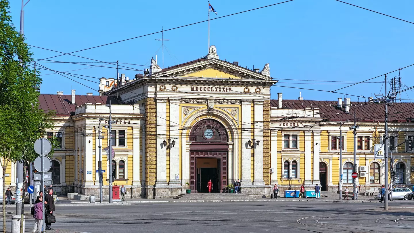 External view of Belgrade’s weathered train station