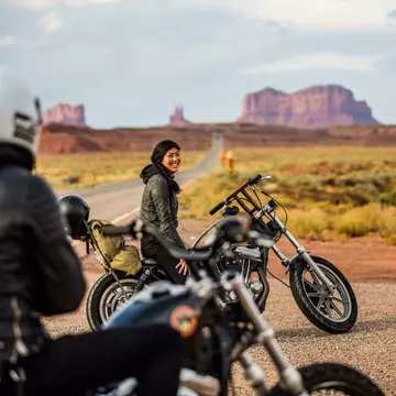 Motorcycing through Monument Valley, Utah.