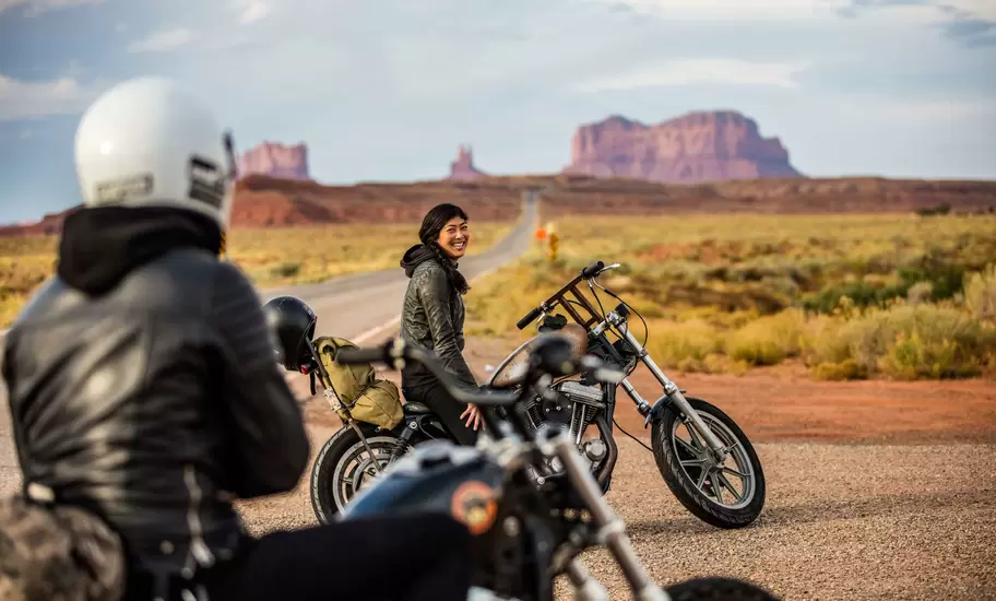 Motorcycing through Monument Valley, Utah.