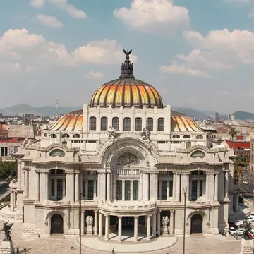 Exterior view of the Palacio de Bellas Artes in Mexico City, Mexico.