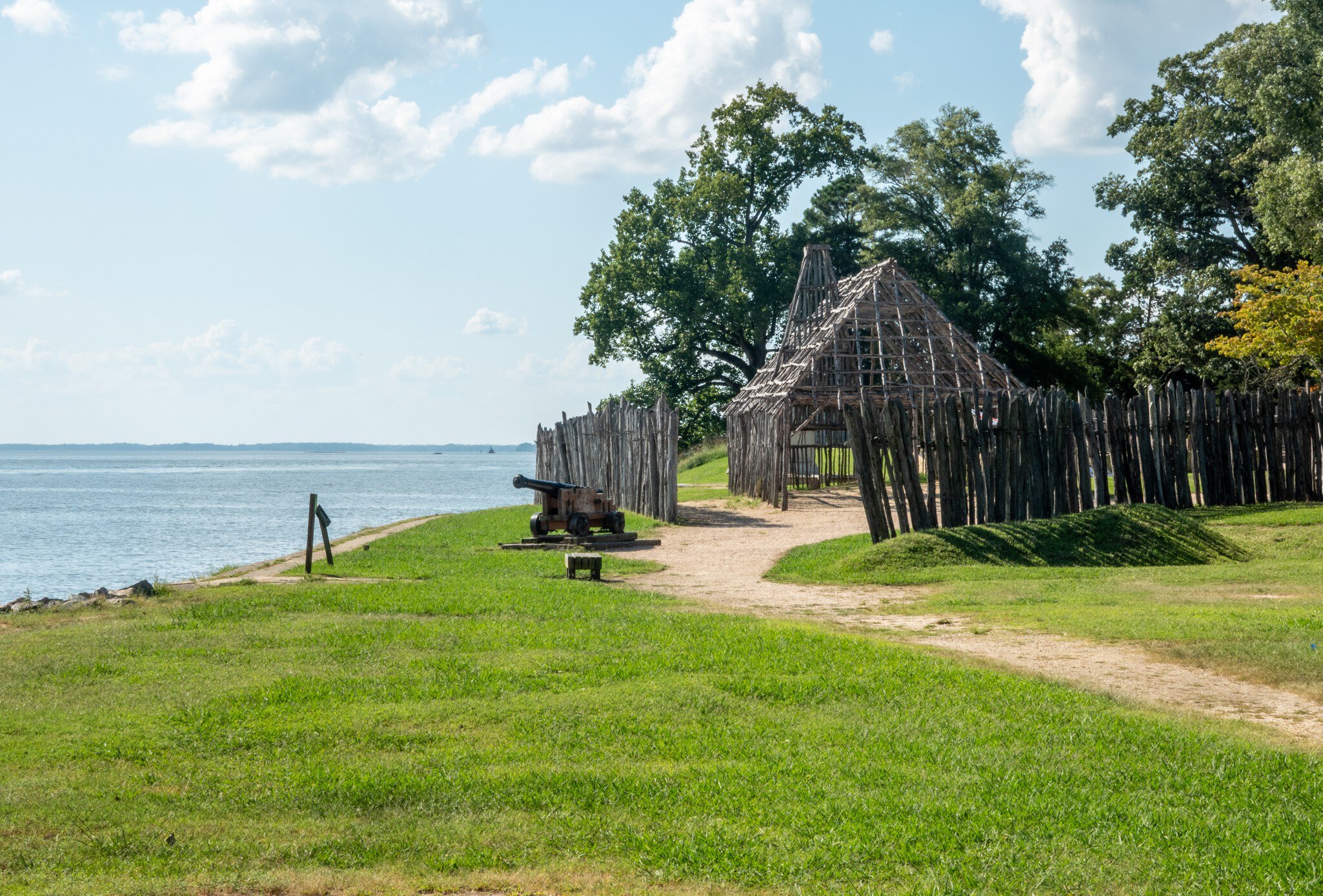 Reconstruction of wooden fort in the Historic Jamestowne Settlement in Virginia; Shutterstock ID 1600890775;