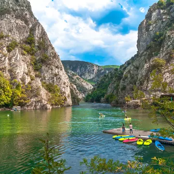 Canyon Matka southwest of Skopje, the capital of North Macedonia. NiglayNik / Shutterstock