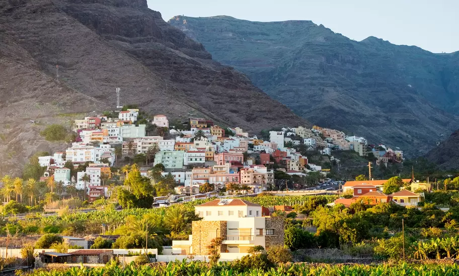 The village of La Calera below the mountains on La Gomera, Canary Islands