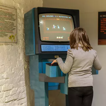 RUSSIA, SAINT PETERSBURG - January, 2016: the Museum of Soviet arcade games. Slot machine from Soviet times