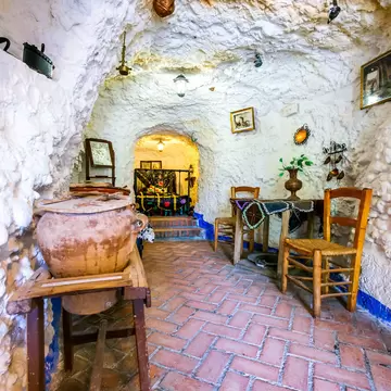 Interior view of the Museo Cuevas del Sacromonte in Granada, Spain.