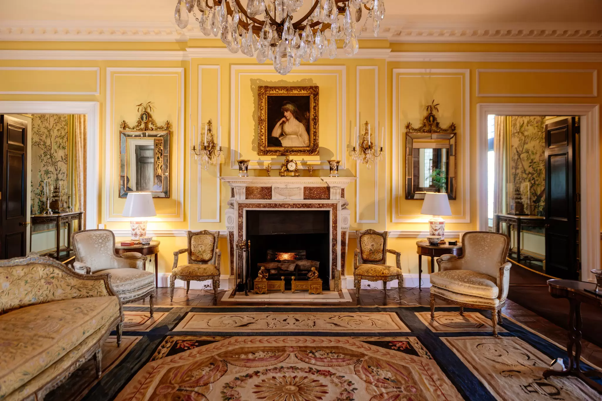 Luxurious sitting room in Rough Point, a previous guilded age home of Doris Duke and current museum. Newport, Rhode Island.