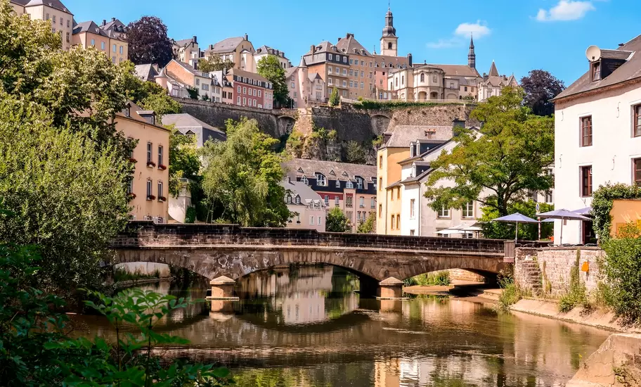 A bridge over the Alzette River in Luxembourg City