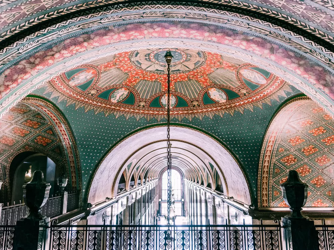 A ceiling painting in the Fisher Building in Detroit.