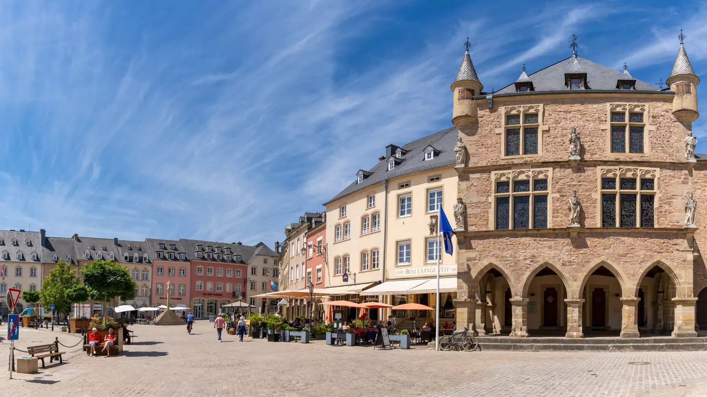 Panoramic view of the historic city center of Echternach in Luxembourg.