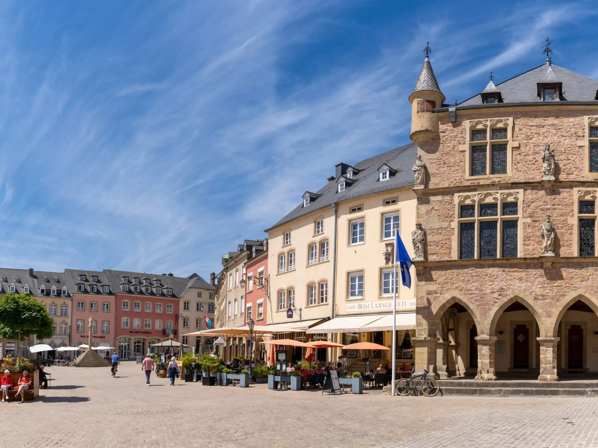 Panoramic view of the historic city center of Echternach in Luxembourg.
