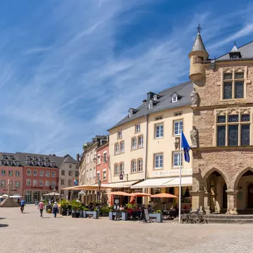 Panoramic view of the historic city center of Echternach in Luxembourg.