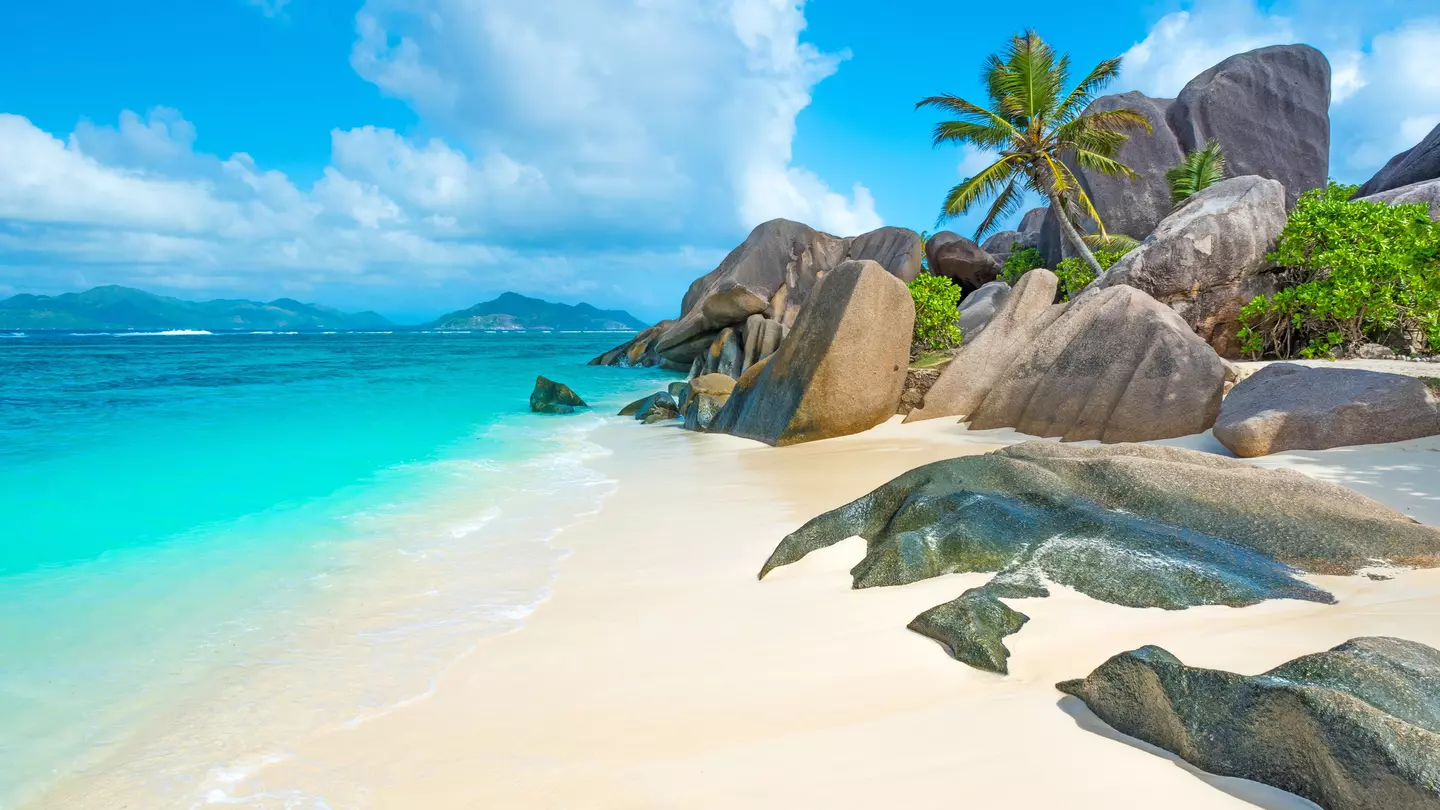 Granite rock formations on Anse Source d’Argent beach, the island of La Digue, Seychelles