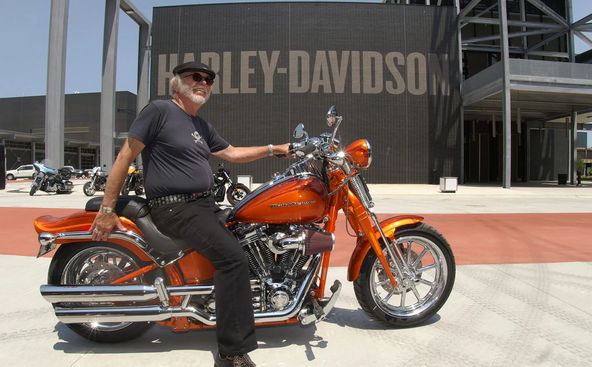 Motorcycles on display at the Harley-Davidson Museum in Milwaukee, Wisconsin