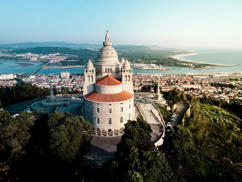 Portuguese church from the sky. Viana do Castelo  License Type: media  Download Time: 2023-05-12T12:54:36.000Z  User:   Is Editorial: No  purchase_order: