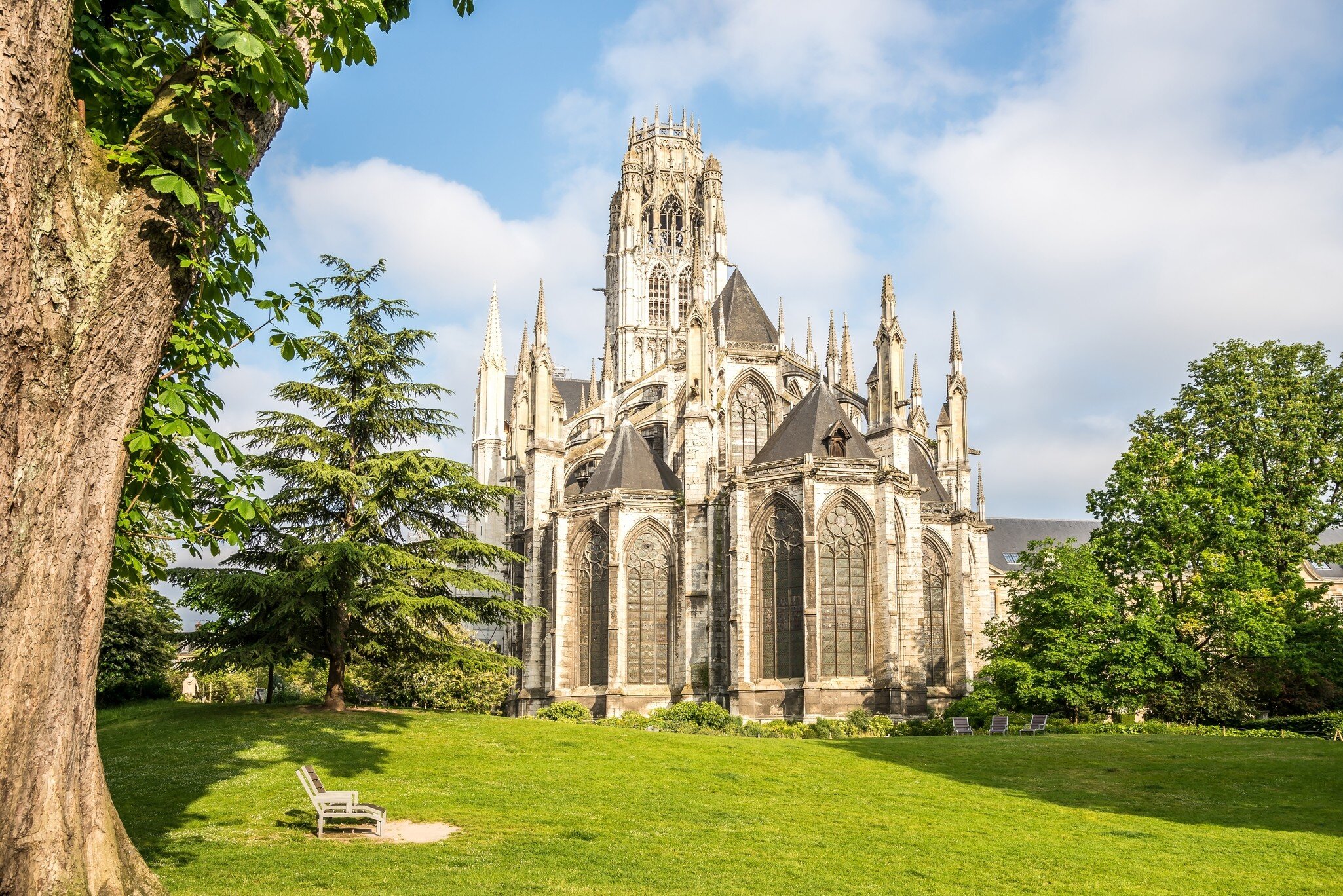 View at the Saint Ouen Abbey Church in the streets of Rouen in France; Shutterstock ID 2319483827;