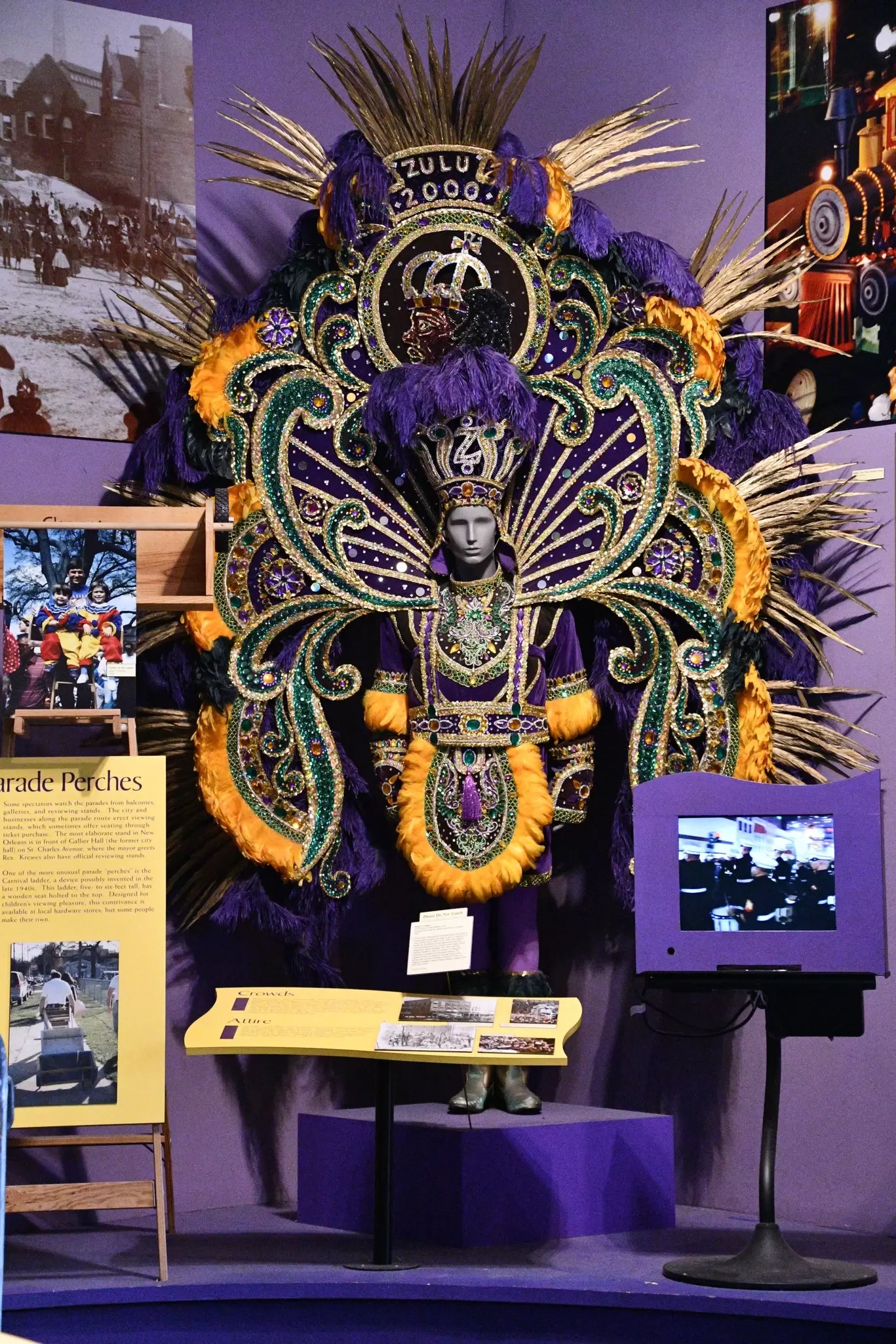 View of the Mardi Gras Exhibit at the Presbytère in New Orleans, Louisiana.