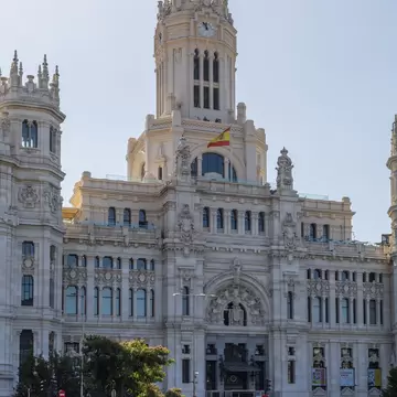 The facade of Cibeles Palace in Madrid, Spain.