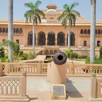 Entrance view of Bharatpur Palace Museum in Rajasthan, India.