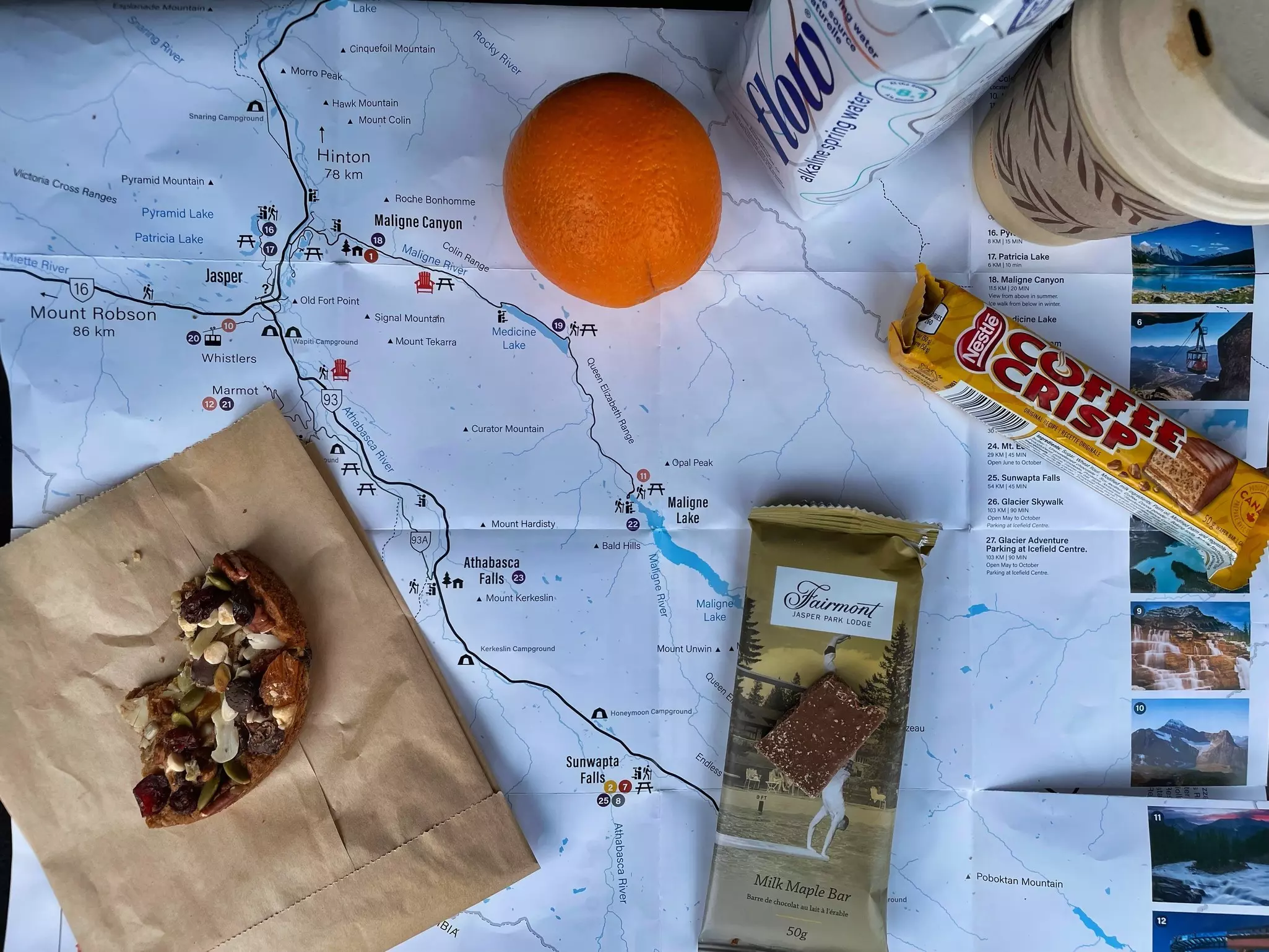 All-important snacks for the Icefields Parkway drive © Marcia DeSanctis