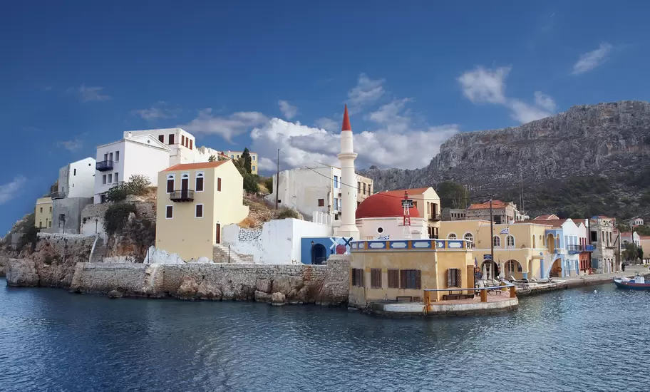 Island village of Kastellorizo, two miles from Turkish coast on Southern Agean.
