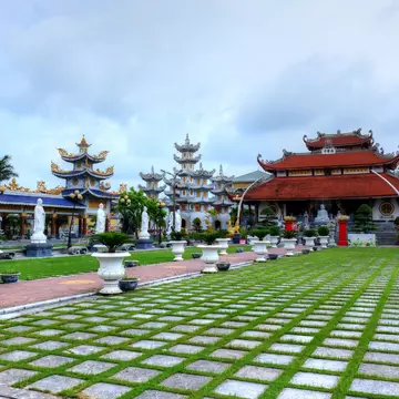 The entrance to the big Cao Linh pagoda located at Bac Ha, in the West of Hai Phong city, North Vietnam with many buddhas