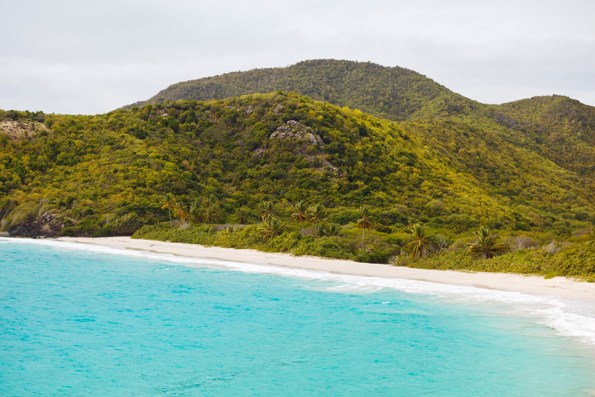 The pristine and hard to reach beach in the Rendezvous Bay in Antigua.
