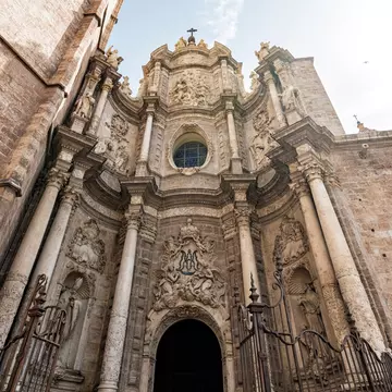 Entrance to the Miguelete Tower in the Catedral de Valencia in Valencia, Spain.