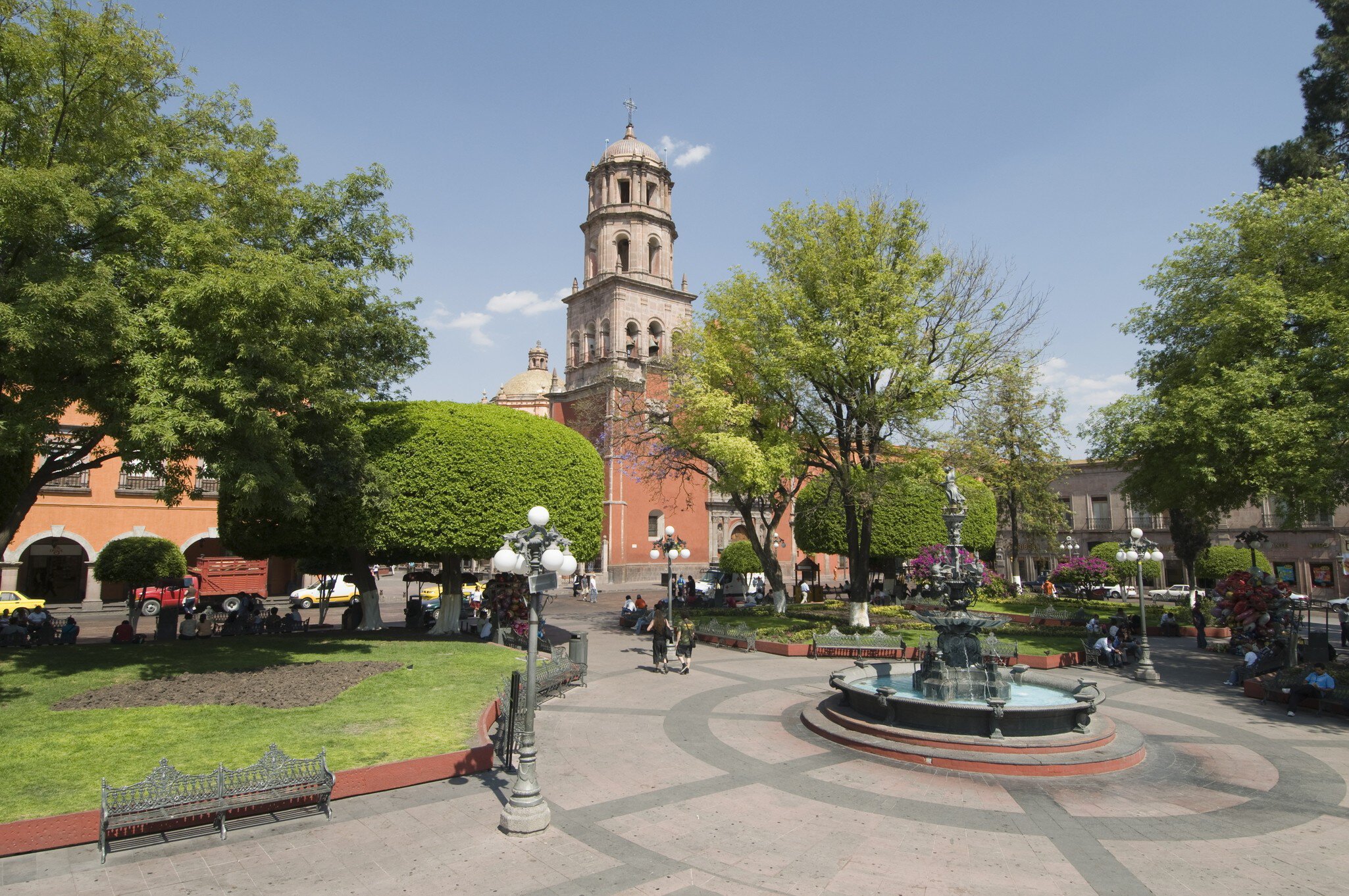 Tower of the convent church of San Francisco, Santiago de Queretaro (Queretaro), UNESCO World Heritage Site, Queretaro State, Mexico, North America
adult, architecture, church, color image, convent, courtyard, day, fountain, historical landmark, horizontal, large group of people, mexico, north america, outdoors, people, photography, plaza, queretaro, san francisco, santiago de queretaro, sunny, tower, travel, travel destinations, tree, unesco, unesco world heritage site, urban, world heritage site, america, american, americas, ca, california, central america, christian, christianity, city, color, colour, daytime, historical, history, house of worship, landmark, metropolitan, mexican, nunnery, outside, sunshine, turret, u.s., u.s.a., united states, us, usa, water