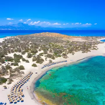Exotic Chryssi island at the south of Crete, with the amazing Golden Beach, Greece; Shutterstock ID 2084304211; your: Barbara Di Castro; gl: 65050; netsuite: digital; full: poi