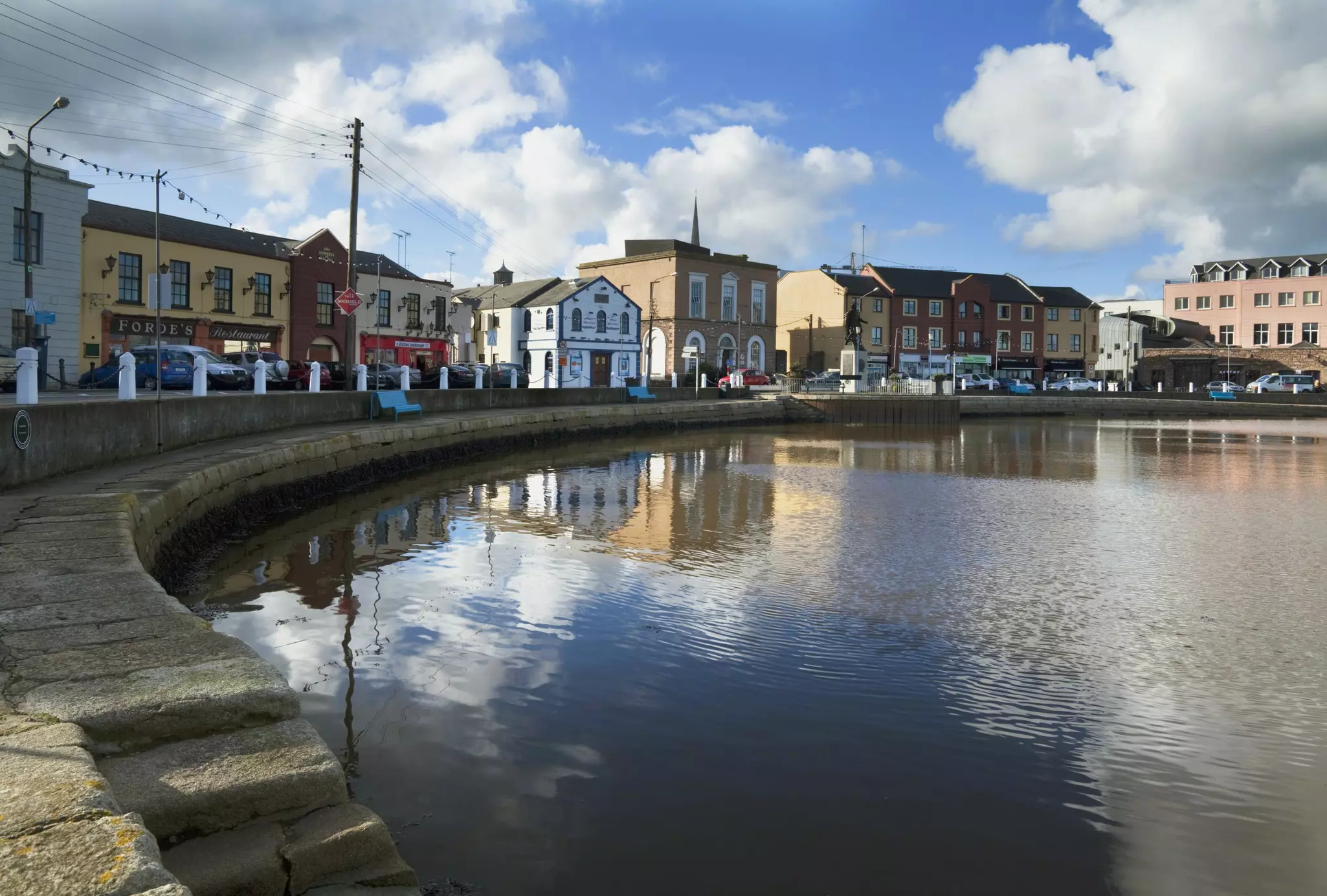 Buildings lining the waterfront in Wexford Town