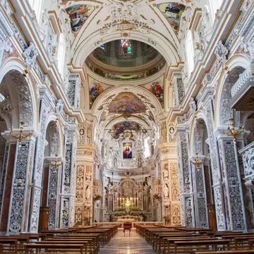 Interior of church La chiesa del Gesu designed by architect Giovanni Tristano.