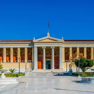 Building of the National & Kapodistrian University of Athens in Panepistimio is one of the landmarks of Athens; Shutterstock ID 407977351; your: Erin Lenczycki; gl: 65050; netsuite: Digital; full: POI