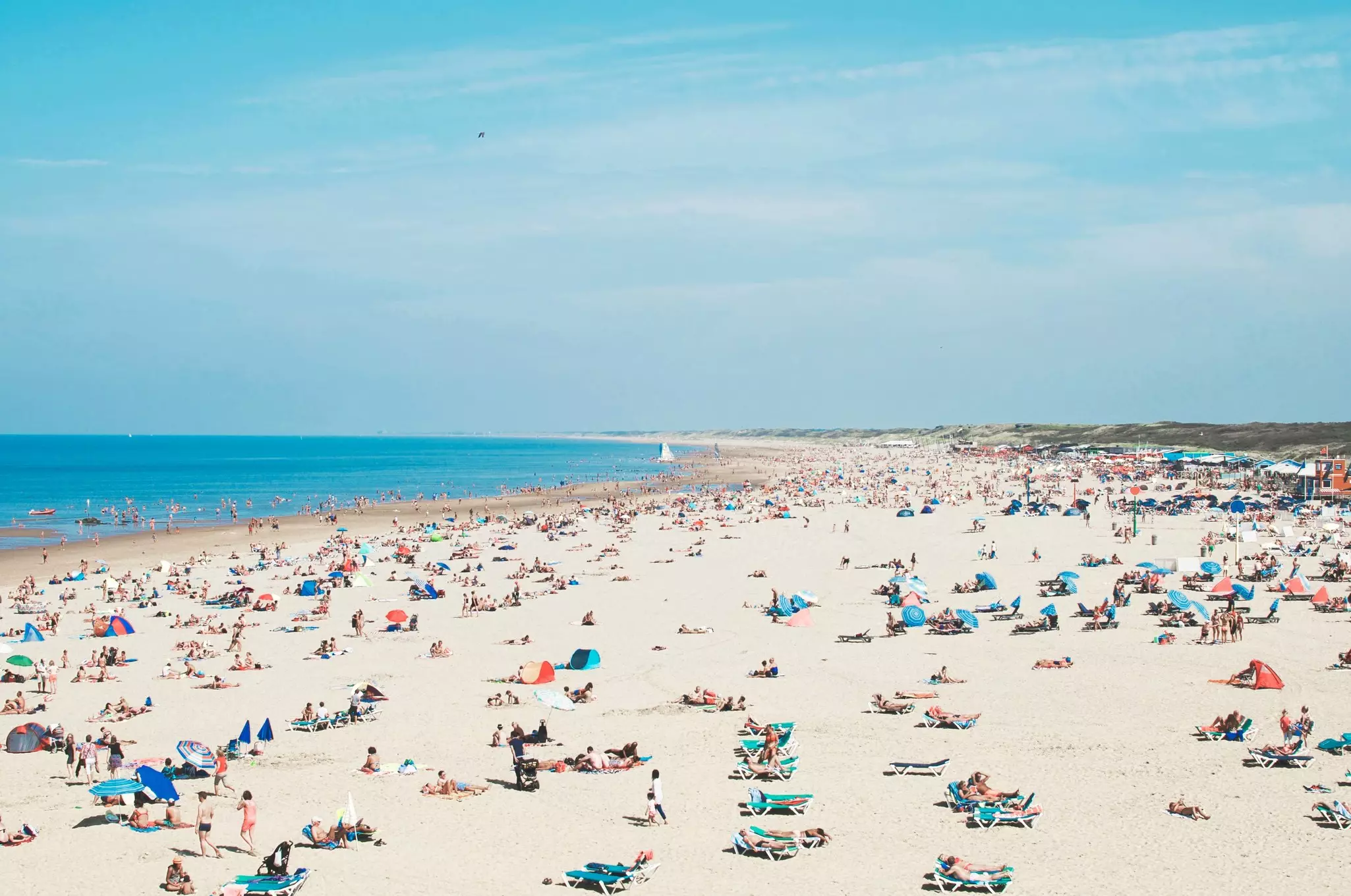 Crowded beach at Scheveningen.