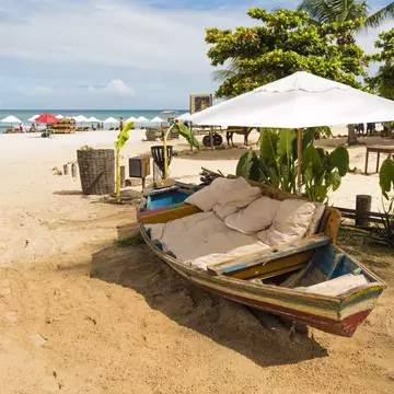 Tratirional boat used as a relaxing chair in Jericoacoara beach.