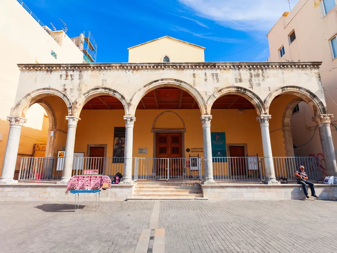 Heraklion, Greece - October 13, 2021: Basilica of Saint Mark or Hagios Markos is a former roman catholic church in the center of Heraklion city, Crete island in Greece, License Type: media, Download Time: 2025-12-02T18:56:54.000Z, User: LP_YKhanna, Editorial: true, purchase_order: 65050 - Digital Destinations and Articles, job: LP, client: App Content, other: Yuvraj Khanna