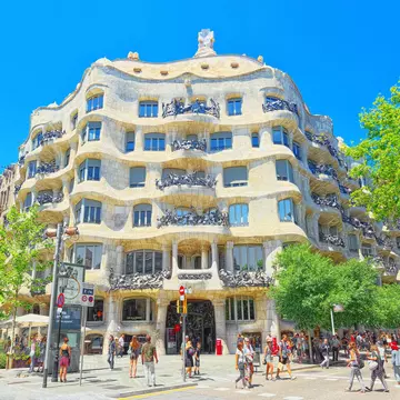 Casa Mila, known as La Pedrera, Gaudi's undulating stone building in Barcelona, Spain