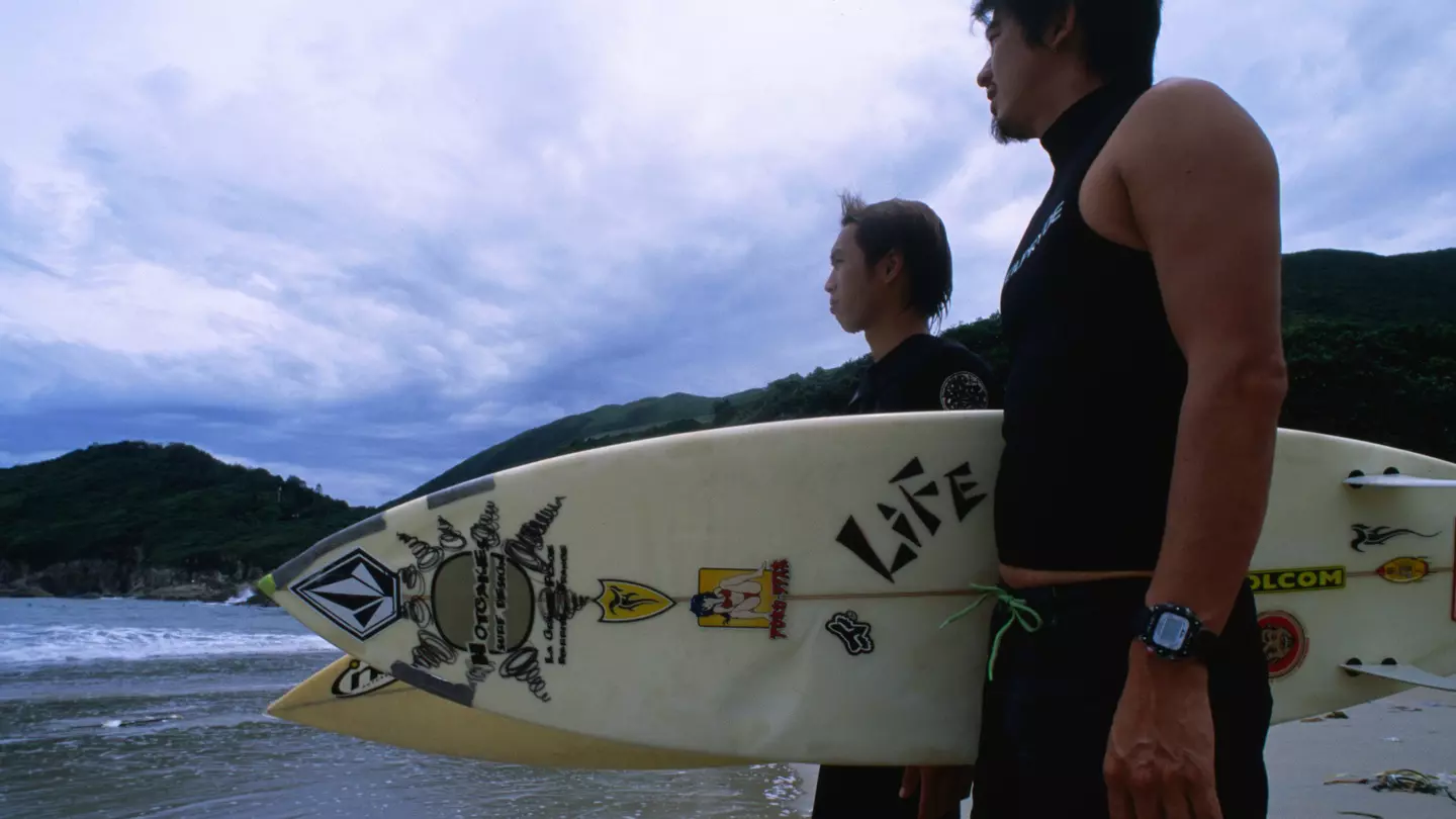 Local surfers size up the waves at Shek O's 'Big Wave Beach'