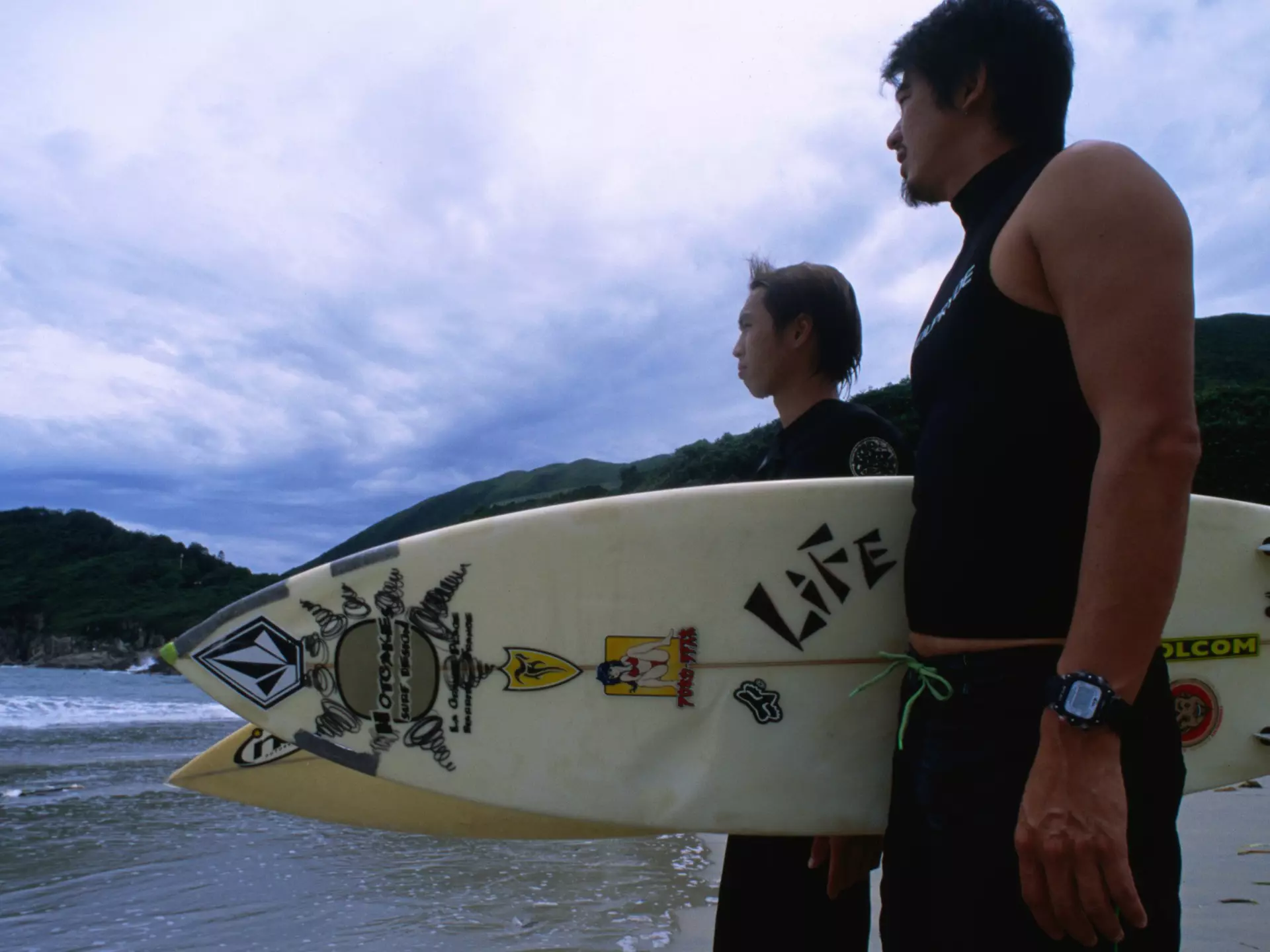 Local surfers size up the waves at Shek O's 'Big Wave Beach'