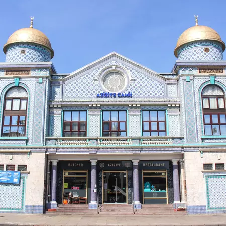 front view of Aziziye Mosque London in Stoke Newington 