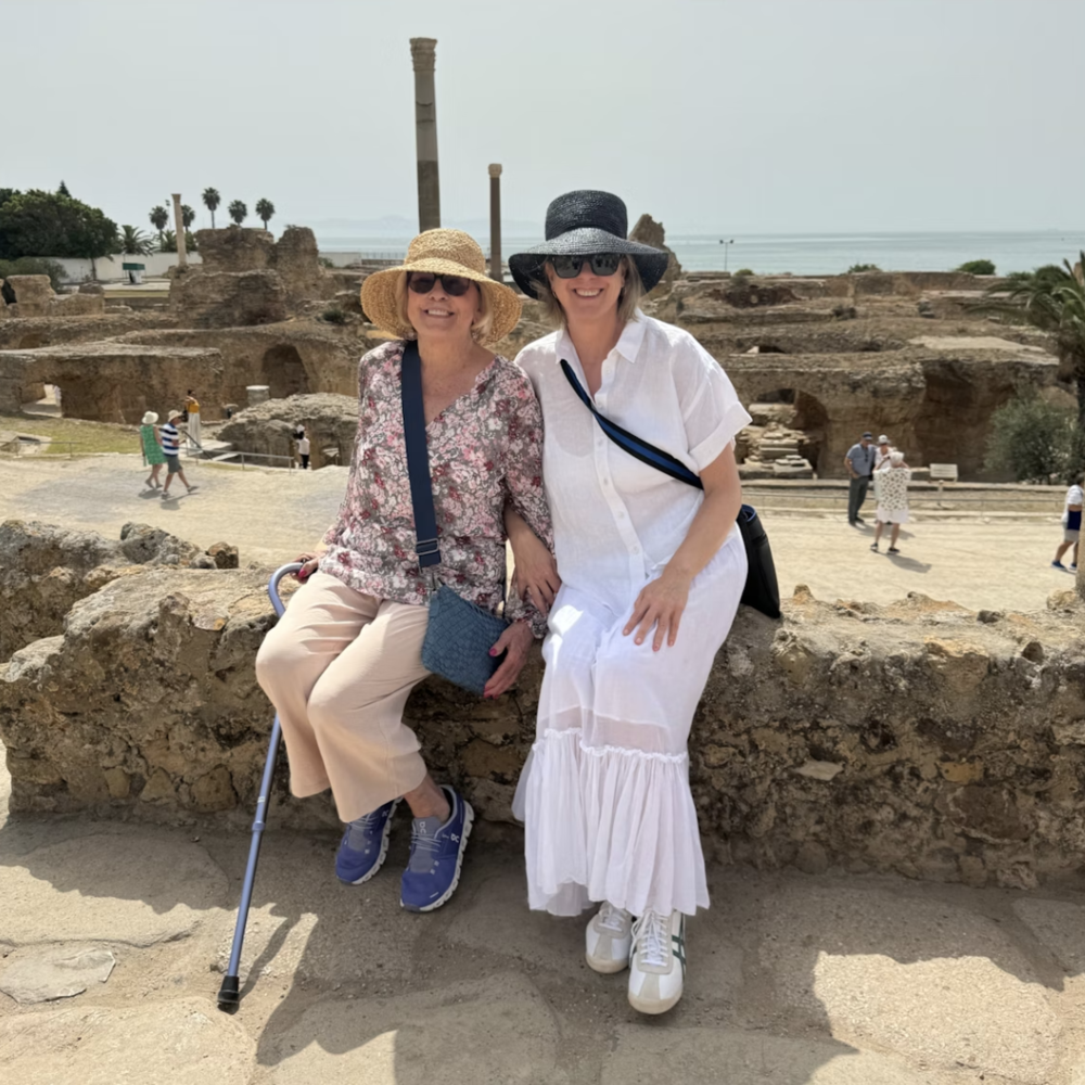 Brekke traveling with her mom